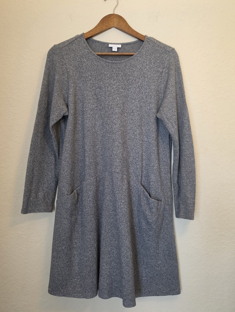 Pure Jill Knit Shift Dress Womens Size Small Grey Pocketed Preppy Minimalist